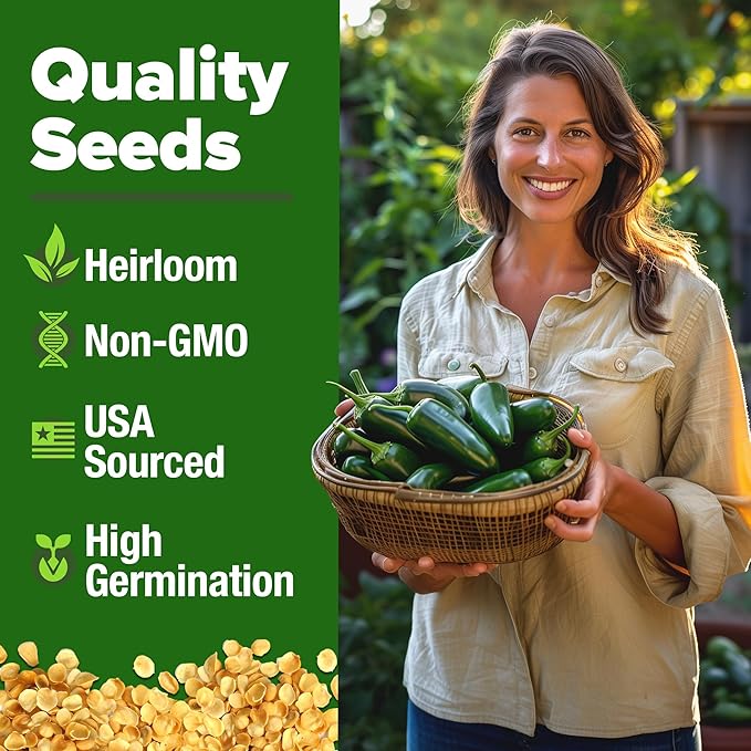 HOME GROWN Jalapeno Pepper Seeds – 258 Heirloom Seeds (Capsicum annuum) – High Germination, Easy to Grow, Early Harvest Hot Peppers