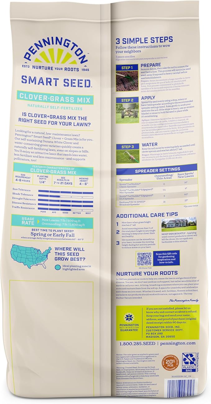 Pennington Smart Seed Clover and Grass Mix 7 lb (Pack of 2)