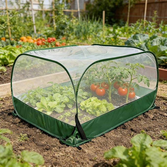2 Pack Pop Up Garden Mesh Plant Cover, 40" x 40" x 20" Foldable Plant Protector Mesh Plant Enclosure, Outdoor Garden Netting Plant Cover Bird Pest Protection for Vegetables Fruits Flowers Seedlings