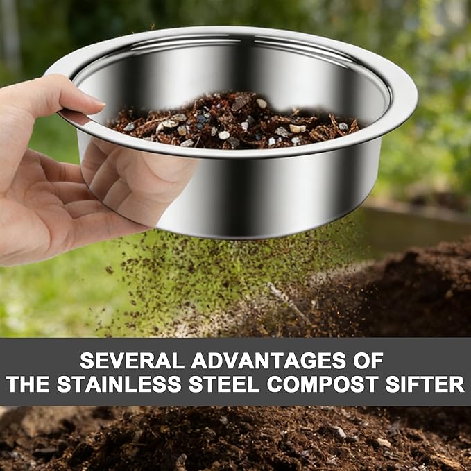 Bonsai Soil Sifter Set for Gardening - Soil Sieve with 5 Interchangeable Mesh (1mm, 3mm, 5mm, 7mm, 9mm), Garden Sifting Screen for Dirt, Sand, Rock, Filtration, Compost and Bonsai