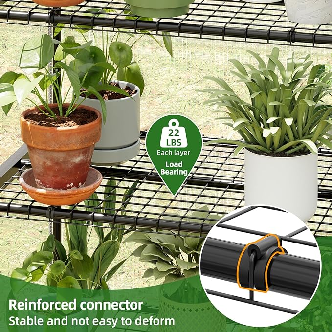 SUPERLELE 4 Tier Mini Greenhouse for Indoor Outdoor, 19.3x27.2x62in Portable Plant Greenhouse with Adjustable Shelves, Reinforced PE Mesh Cover, Heavy Duty Steel Frame, Waterproof for Balcony Patio
