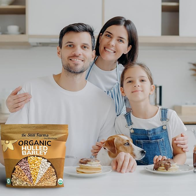 Be Still Farms Organic Hulled Barley Grain (4.8lb) - Whole Barley Groat Seed Bulk - Great for Soup, Flour, Cereal, Home Brewing, Grinding - High in Fiber | USA Grown | USDA Certified | Vegan | Non-GMO