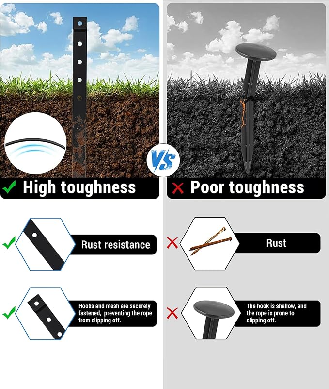 20Pcs Landscape Edging Garden Stakes,10 Inch Metal Garden Stakes,Fence Stakes,Metal Stakes for Edging,Terrace Board,Grass Barrier,Garden Edging Coil (Black2)