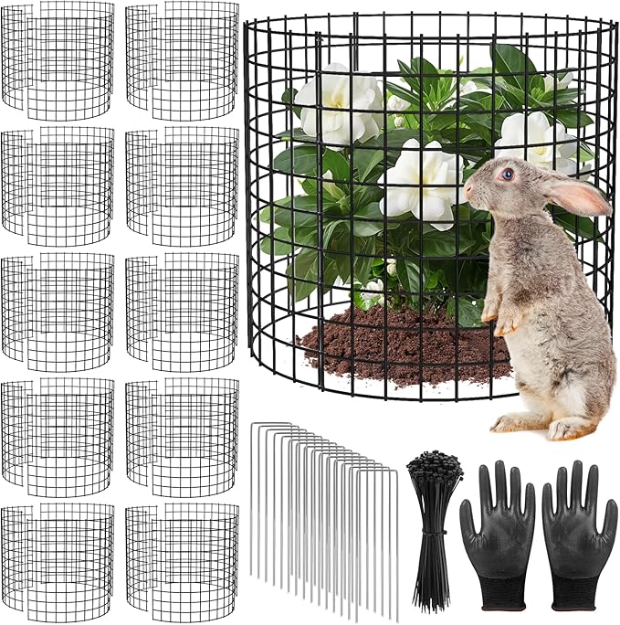 10 Pack Plant Protector from Animals, 13x12 inch Wire Plant Cages Mesh Plant Cage Garden Plant Protector, Sturdy Bunny Barricades Chicken Wire Cloche Plant Protectors for Keeping Bunny Animals Out