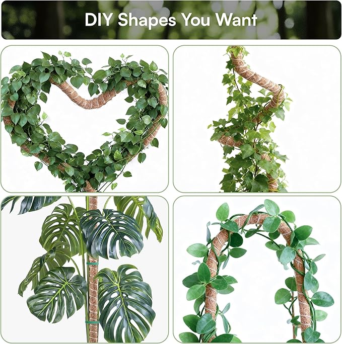 2 Pack 28'' Bendable Moss Pole Monstera Plant Support for Indoor Climbing Plants, Tall Plant Stick Support Stake for Potted Plants, Pothos, Philodendron