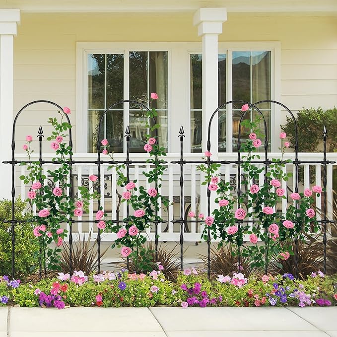 2026 New Upgraded Garden Trellis Set for Outdoor Climbing Plants, 47.2“ H x 39.6” W Rustproof & Reinforced Garden Arch Trellis for Potted Climbing Cucumbers, Tomatoes, Vegetables, Roses, Flowers