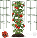 Unves 3 Pack Tomato Cage for Garden, 16" W x 66" H Square Tomato Trellis Plant Support Frame with 50 Pcs Plant Clips, Suitable for Climbing Vegetables, Flowers, and Fruits