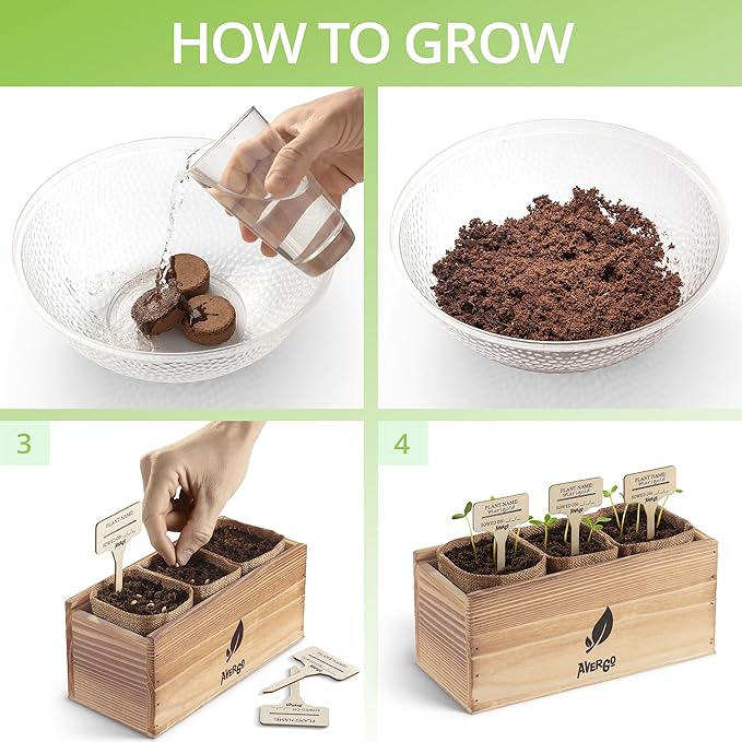 AVERGO Sunflower Seeds Growing Kit – Complete Seed and Plant Indoor & Outdoor Kit with Sunflower Seeds for Planting, Planter, Soil, Tools, Instructions – Ideal for Planting Sun Flowers at Home