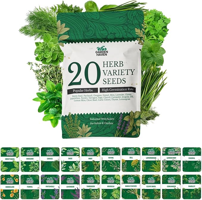 20 HERB Seeds Variety Pack - Complete Grow Kit Culinary Herbs