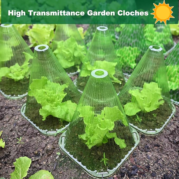 Fshow 40pack Garden Cloches for Plants, Reusable Bell Plant Cover, Plant Covers Protectors from Animals Snails/Birds/Chickens/Insect,D: 9" H X 7.5" D