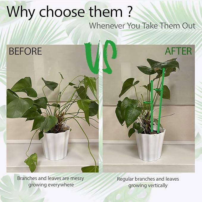 Plant Stakes,MAFONE 10Pcs 15In Monstera Plant Support Orchid Sticks Extended to 2/3/4ft, Plant Sticks Support Tall for Monstera,Orchids,Tomatoes,Vines & Indoor Outdoor Plants