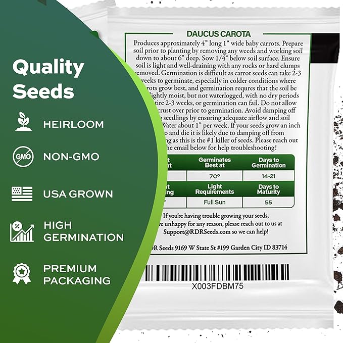 2,000 Little Fingers Carrot Seeds - Heirloom Non-GMO USA Grown - Grows Small 3" Baby Carrots for Small Spaces - Mini Vegetable Seeds for Planting