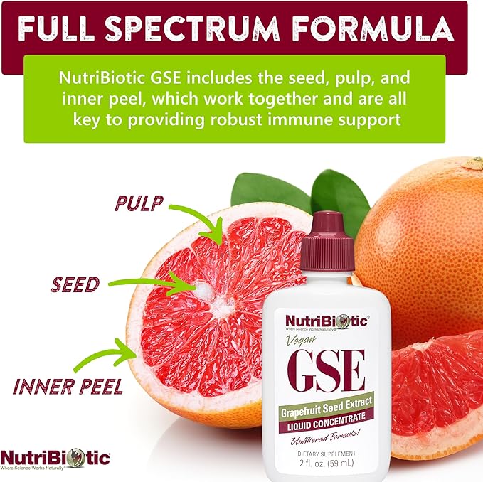 NutriBiotic – GSE, 2 Oz Liquid | The Original Grapefruit Seed Extract Premium Concentrate with Bioflavonoids | Potent Immune & Overall Health Support | Vegan, Gluten Free, Non-GMO
