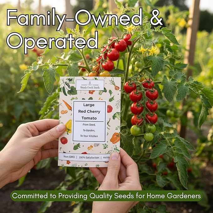 Large Red Cherry Tomato Seeds for Planting – Heirloom, Non-GMO Cherry Tomatoes, Sweet & Juicy Flavor, High Yield for Home Gardens | Woods Creek Seeds