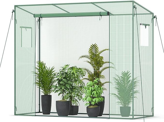 Kecreque Small Greenhouse for Outdoors, Green House for Winter with Roller Shutter Zipper Door and Window, Thickened PE Cover, Portable Greenhouse for Indoor and Outdoor Plant Growth