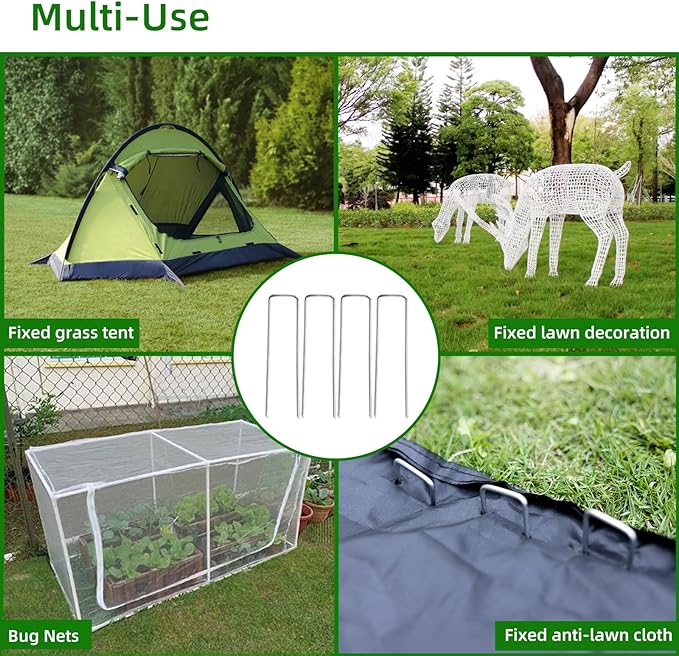 30 Pack Lawn Staples, Premium Garden Landscape Staples, Galvanized Heavy-Duty Gauge Stakes, U-Shaped Tent Stakes, Anti-Rust Fence Netting Pins Ground Spikes, Sod Pins