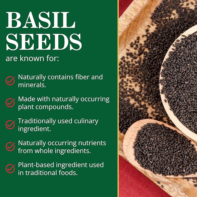 LAXMI Takmaria Basil Seeds Sabja, Tukmaria, Tulsi Seeds - All Natural, NON-GMO, Fresh and Pure, Product of India - 3.5 oz