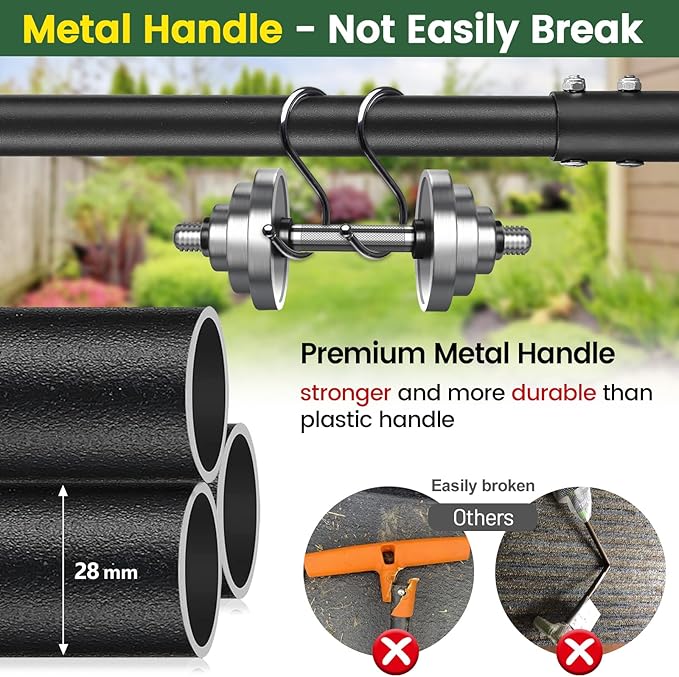 Half Moon Edger Lawn Tool, Sharp Saw-Tooth Hand Lawn Edging Tool for Landscaping, 48.5" Adjustable Long Handle Manual Edgers with T-Grip for Sidewalk Flower Bed Yard Garden Border Cable Burying