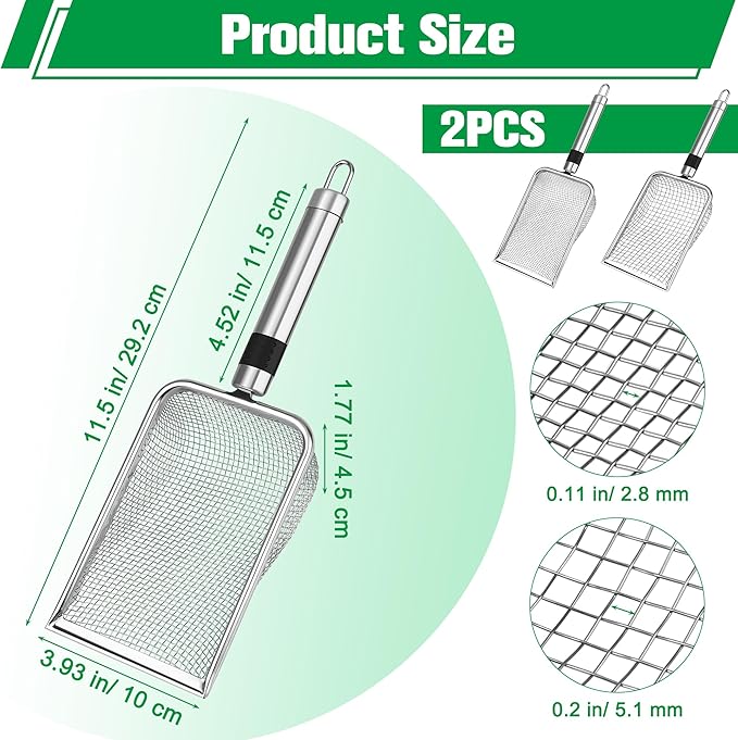 2PCS/ 4PCS Soil Sifter for Gardening, Stainless Steel Sand Soil Compost Sifter for Gardening with Handle, Sieve for Rocks (0.2/0.1 in Mesh, 2)