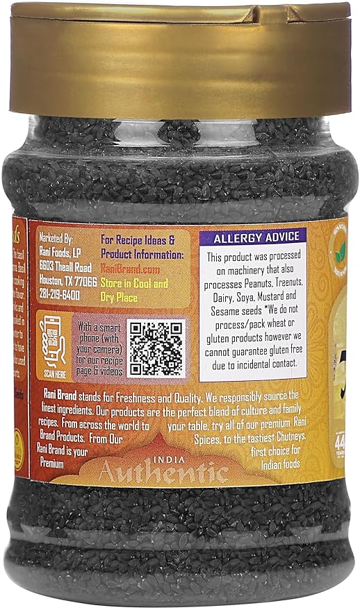 Rani Tukmaria (Natural Holy Basil Seeds) 4.94oz (140g) PET Jar Used for Falooda / Sabja Dessert, Spice & Ayurveda Herbal ~ Gluten Friendly | NON-GMO | Kosher | Vegan | Indian Origin