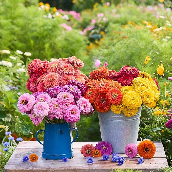 Eden Brothers Zinnia Seeds - Benary Giant Mix, Non-GMO Seeds for Planting, Packet | Low-Maintenance Flower Seeds, Plant During Spring, Zones 3, 4, 5, 6, 7, 8, 9, 10