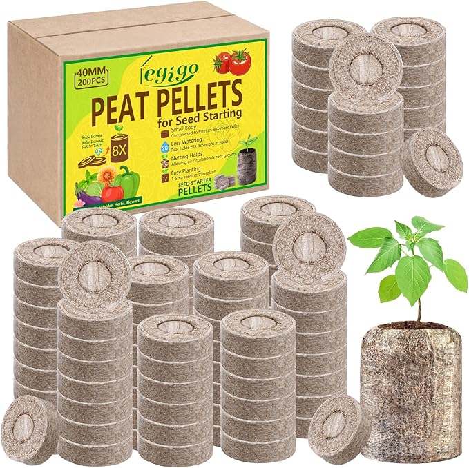 Legigo 200 Pcs 40mm Seed Starter Peat Pellets Pods for Seedlings- Compressed Seed Starting Pellets Seed Starter Pods Plugs Soil Peat Pods for Starting Seeds, Garden Planting Herb Flower Vegetables