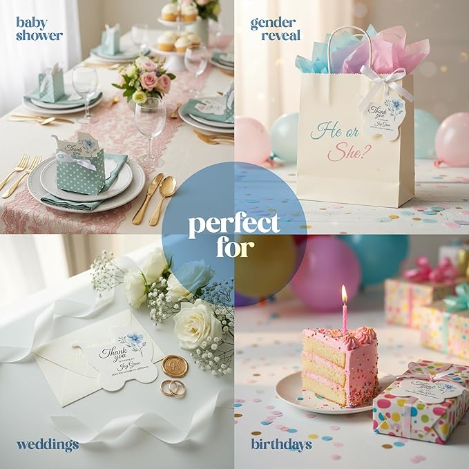 Seed Bloom Carriage-Shaped Seed Paper – 12 pcs Blue Shower Favors for Guests with Wildflower Seeds, Writable & Plantable, Gender Reveal, Birthday Gifts for Guest