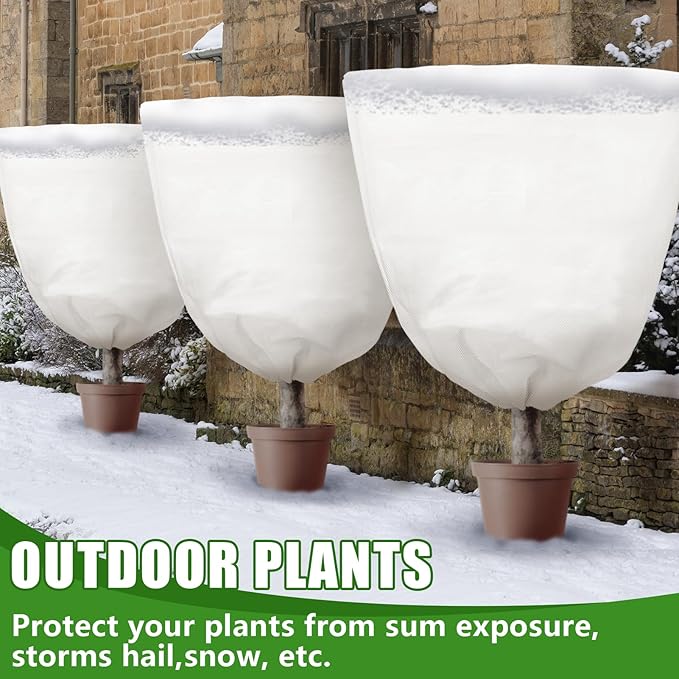 NNG 5PCS Winter Plant Covers Freeze Protection 39.4x39.4Inch Frost Blanket Shrub Covers with Drawstring Plant Protector Shrub Jacket Winter Tree Cover for Outdoor Plants, Shrub Potted Plants