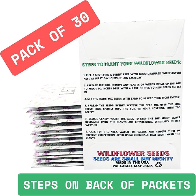 Wildflower Seed Packets Let Love Bloom Party Favors (Pack of 30) - For Wedding Engagement Anniversary Bridal Shower Favor