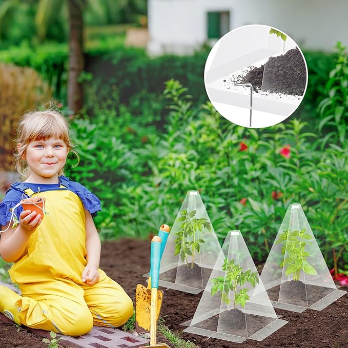 20 Packs 12"x 8" Garden Cloches for Plants,Plant Protectors from Animals,Plant Cages for Outdoor Plants,Plant Covers from Animals,Chicken Wire Cloche with Stakes for Protect Plants,Seedling,Vegetables