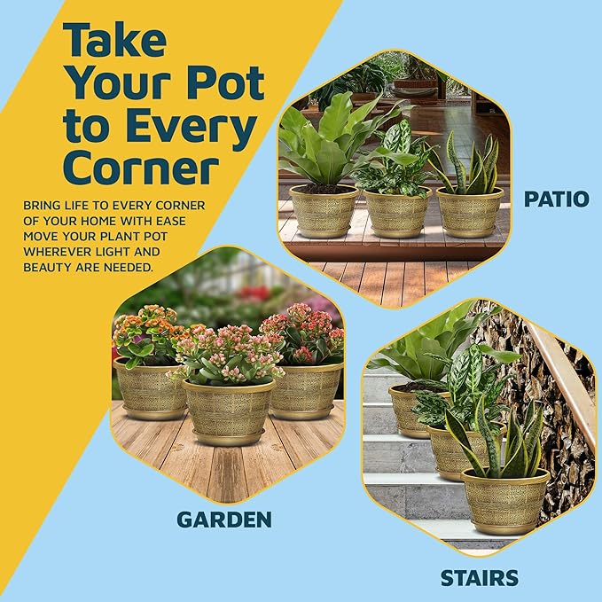 10-Inch Whiskey Barrel Planters Outdoor Pack of 10 - Durable Plastic Plant Pots for Indoor & Outdoor Use with Drainage & Saucer, Lightweight Rustic Barrel Planters for Flowers, Herbs & Small Plants
