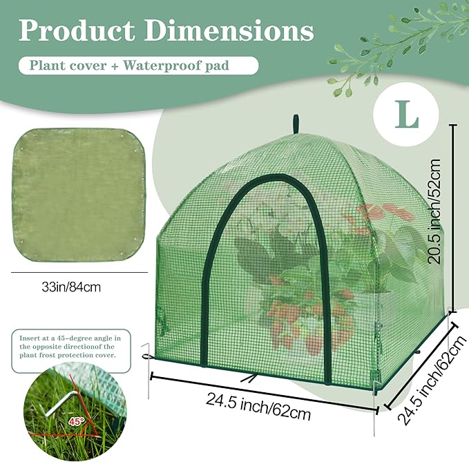 Portable Plant Cover Tent with Waterproof Base for Garden Indoor/Outdoor Tabletop Mini Greenhouse for Seed Starting Humidity Small Plants, Plant Protection from Animal for Raised Bed (L - PE - 2PCS)