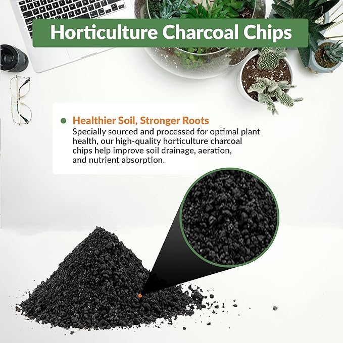 Old Potters Premium Horticultural Charcoal Chips, Natural Soil Amendment for Areation and Healthy Microbe and Plant Growth. (24 Quarts)