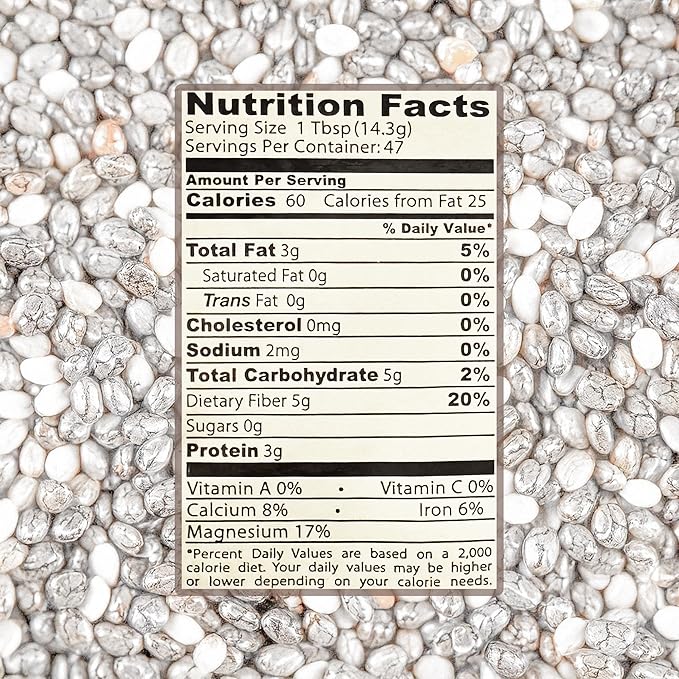 Golden Crown Organic Chia Seeds | Gluten Free, Non GMO, & Vegan White Chia Seeds Organic | Omega-3 & Fiber to Support Energy and Satiety | Ideal for Chia Puddings, Smoothies & Baking | 24 Oz (1.5 Lb)