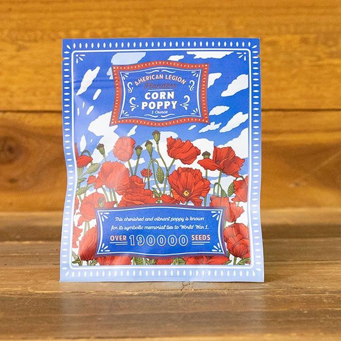 Corn Poppy Wildflower Seeds – 190,000+ Non-GMO Seeds – American Legion Red Poppy – Attracts Bees & Butterflies – Easy-to-Grow Annual for Pollinator Gardens, Meadows & Landscaping