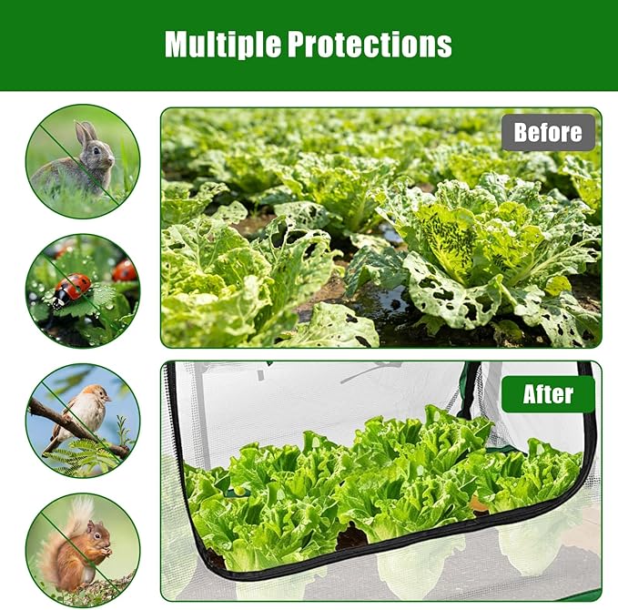Dual-Layer Garden Plant Cover for Raised Beds, Freeze Protection & Breathable Mesh, Pop Up Garden Rows Plants Cover Accelerators, Greenhouse Cover for Seedlings, Vegetables & Fruits, 45" x 22" x 16"