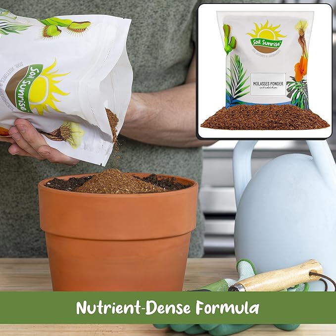 Soil Sunrise Dry Horticultural Molasses Powder (4 Pounds) Indoor/Outdoor Gardening Soil Amendment for Plants