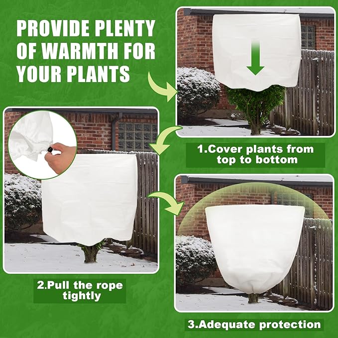 NNG 5PCS Winter Plant Covers Freeze Protection 39.4x39.4Inch Frost Blanket Shrub Covers with Drawstring Plant Protector Shrub Jacket Winter Tree Cover for Outdoor Plants, Shrub Potted Plants
