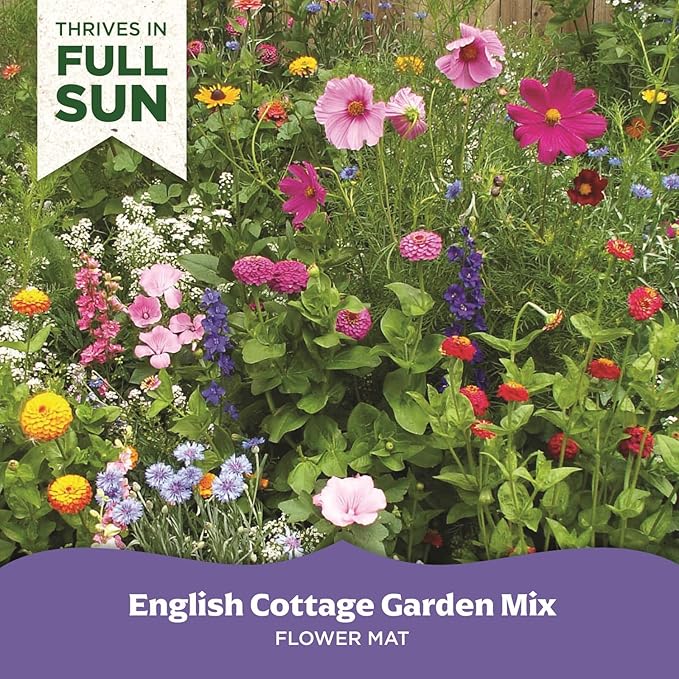 BloomingBulb Seed Mat - Easy to Plant and Grow Garden Seeds - Creates Fragrant, Vibrant Flower Garden – Customizable Flower Beds- English Cottage Garden Mat