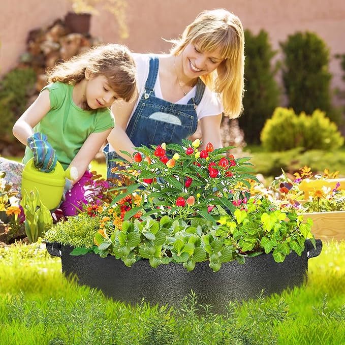 50 Gallon Plant Grow Bags, Large Fabric Raised Garden Bed with Handles, Durable Garden Beds Planters Aeration Gardening Container to Grow Vegetables for Outdoor Plants