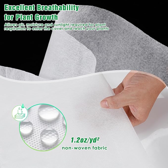 10 FT x 50 FT Plant Covers for Frost & Sun Protection, Thick 1.2 oz/yd² Frost Cloths Blankets to Extreme Low -4 °F Temperatures, Reusable Floating Row Covers for Outdoor Garden Vegetables Seedlings