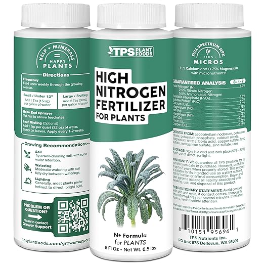 High Nitrogen Fertilizer for Plants – Liquid Plant Food for Rapid Green Growth, Deep Leaf Color & Strong New Foliage, 32 oz
