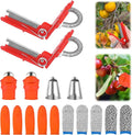 16 Pcs Thumb Knife for Gardeners,Multifunctional Gardening Thumb Knife Tool Set,Portable Garden Finger Cutter for Plant Vegetable Fruit Picking,Trimming,Harvesting, Red