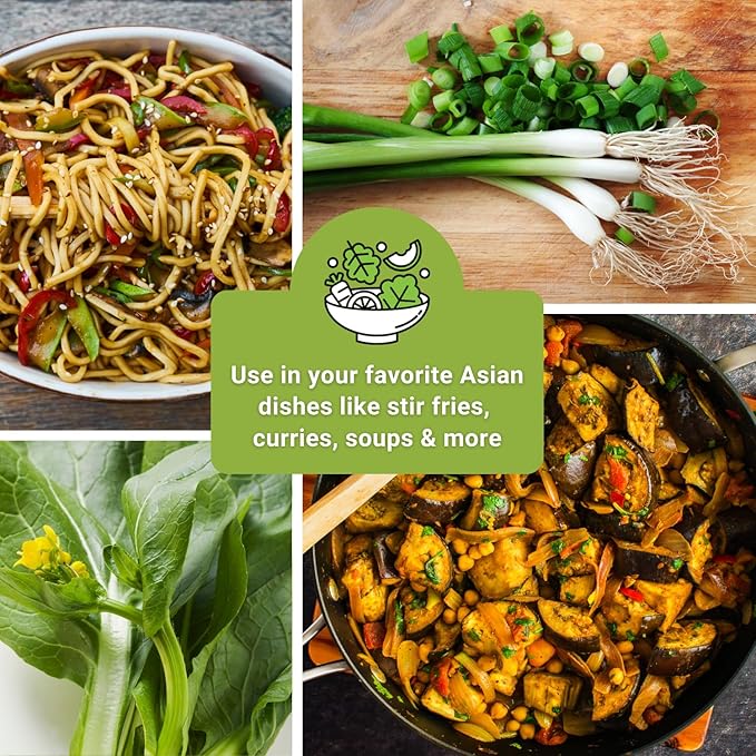 Sow Right Seeds - Asian Garden Seeds for Planting - Includes Basil, Celery, Bunching Onion, Yu Choy Sum, Eggplant, Pepper, Bok Choy, Tat SOI, Radish and Carrot - Non-GMO Heirloom Varieties
