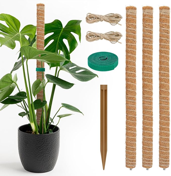 54 Inch Moss Pole, 3 Pack 16 Inch Moss Poles Monstera Plant Support, Moss Poles for Climbing Plants Indoor, Coir Plant Pole Sticks Support Stakes for Potted Plants, Pothos, Philodendron