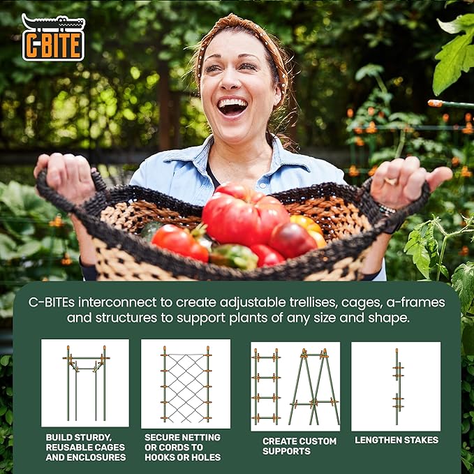 Plant Mixed Color & Size Support Clips | Tomato Cage Connectors for Trellis, Garden Stakes, Wire Fence, Climbing Plants, Vine, Gardening Protection | 50 Lime (5/16") + 50 Green (7/16")