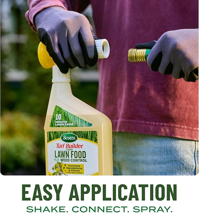 Scotts Turf Builder Liquid Lawn Food Plus Weed Control - Weed and Feed Spray, Controls Dandelions, Clover, and Others as Listed, 32 fl. oz.