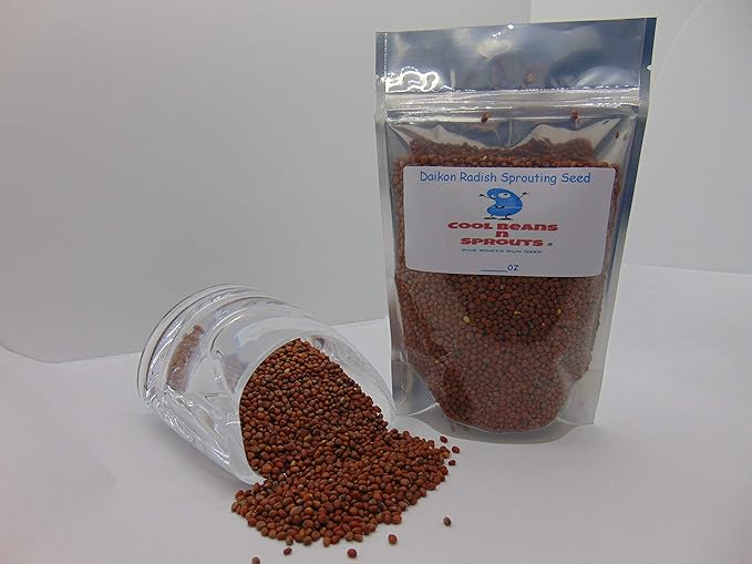16 ounce Daikon Radish Seeds - "COOL BEANS n SPROUTS" Brand, Radish Daikon Sprouting Seeds. Known to be a Spicy Radish.