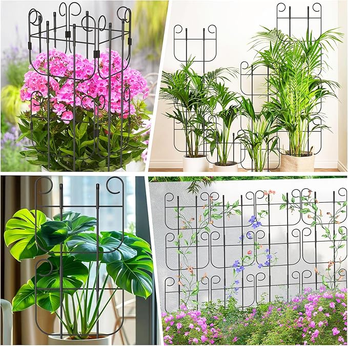 Garden Trellis for Climbing Plant, Adjustable Height Tower Potted Cages for Flowers Fruits Vegetable Vines Indoor & Outdoor, Rustproof Metal Pothos Plant Climbing Support