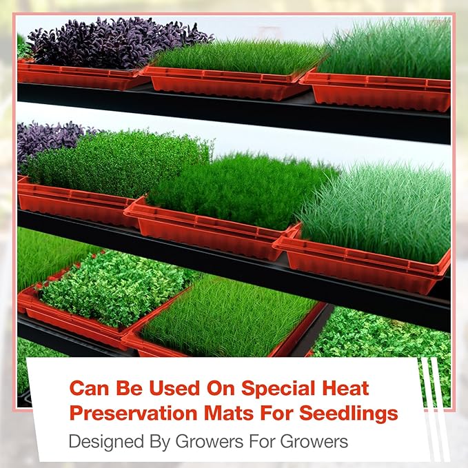 Romooa 10 Pcs Seed Starter Kit 72 Cell Seedling Starting Trays and 1020 Trays No Holes Plant Growing Nursery Pots for Gardening Germination Propagation (Brick Red)